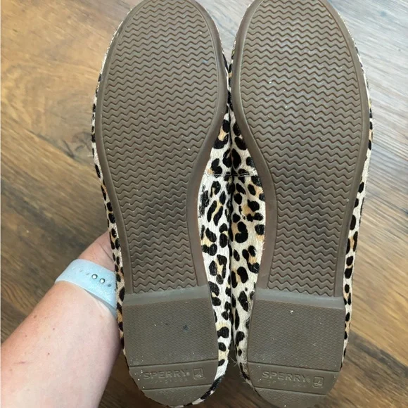 Sperry Leopard Flats with Glitter Gold Toe - Picture 3 of 3